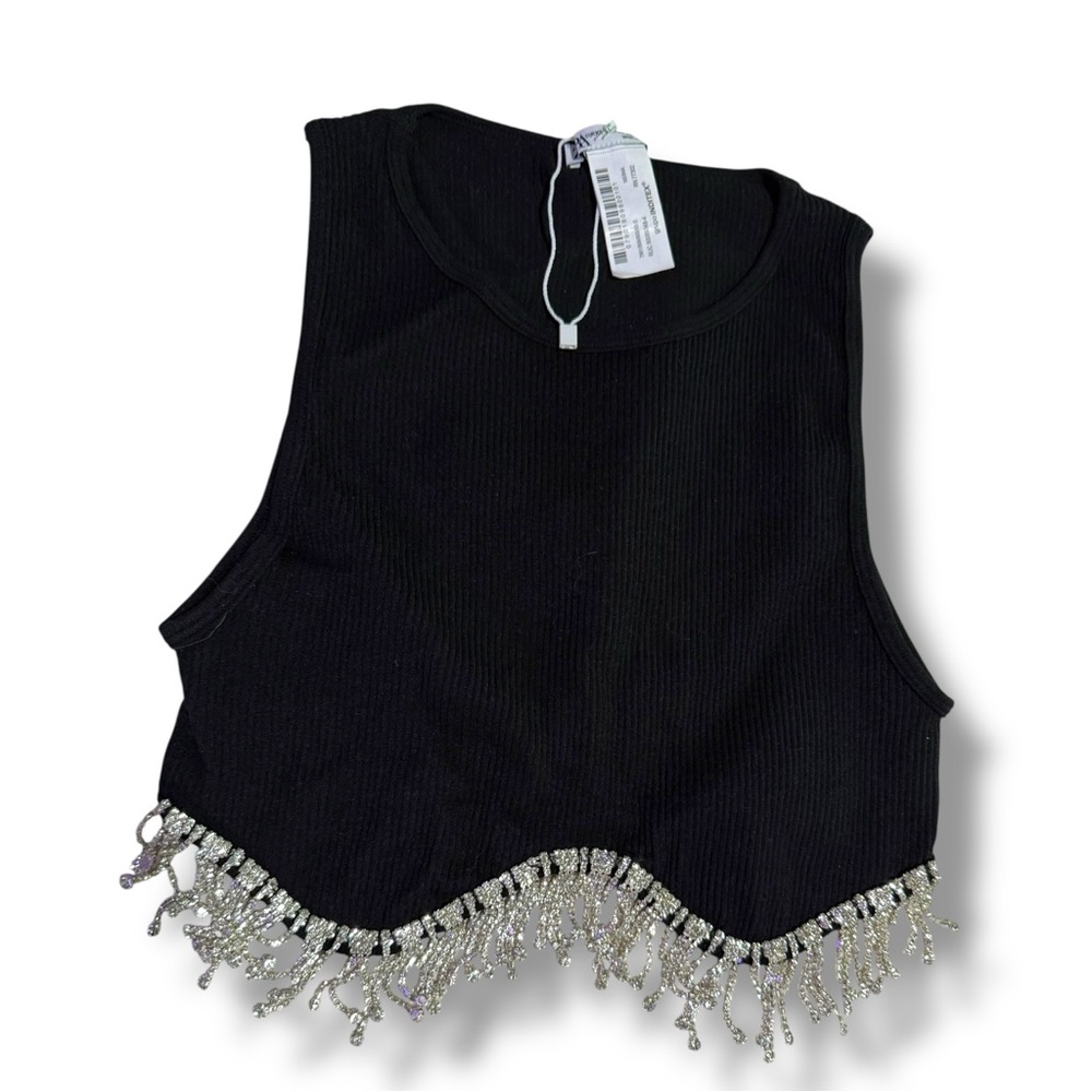 Zara Cropped Tank with Rhinestones NWOT
